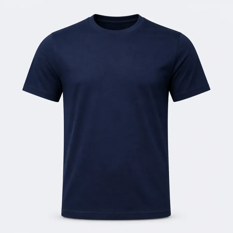 Camiseta Pima Gola Careca Azul-marinho