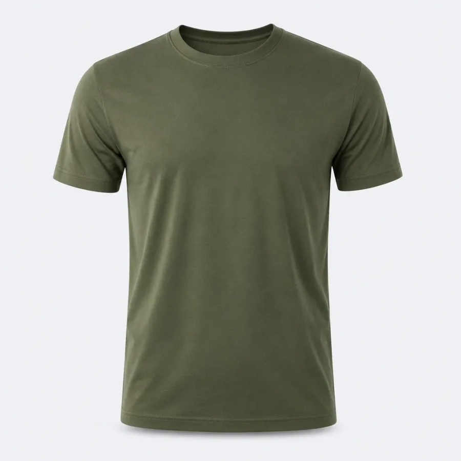 Camiseta Pima Gola Careca Verde-oliva