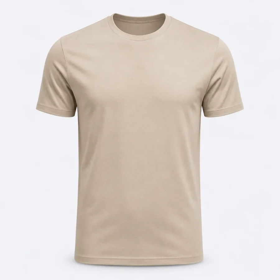 Camiseta Pima Gola Careca Areia