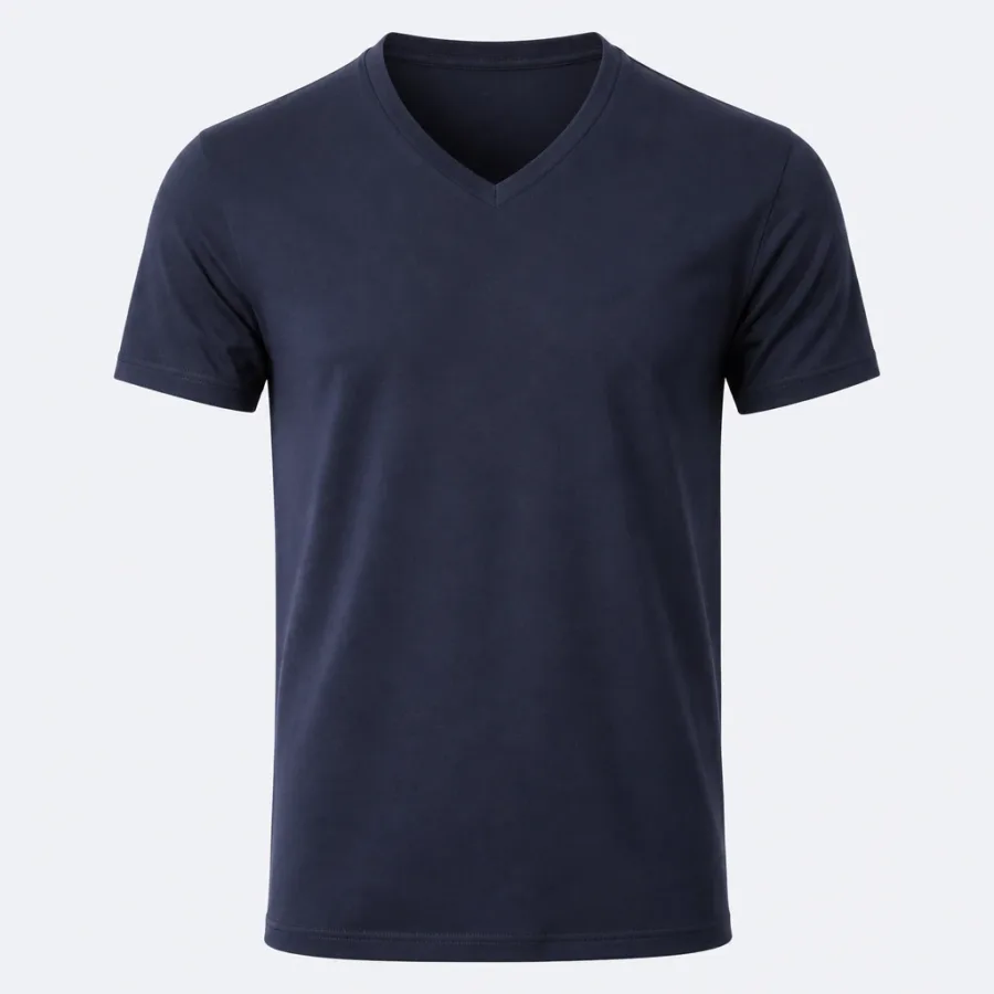 Camiseta Pima Gola V Azul-marinho