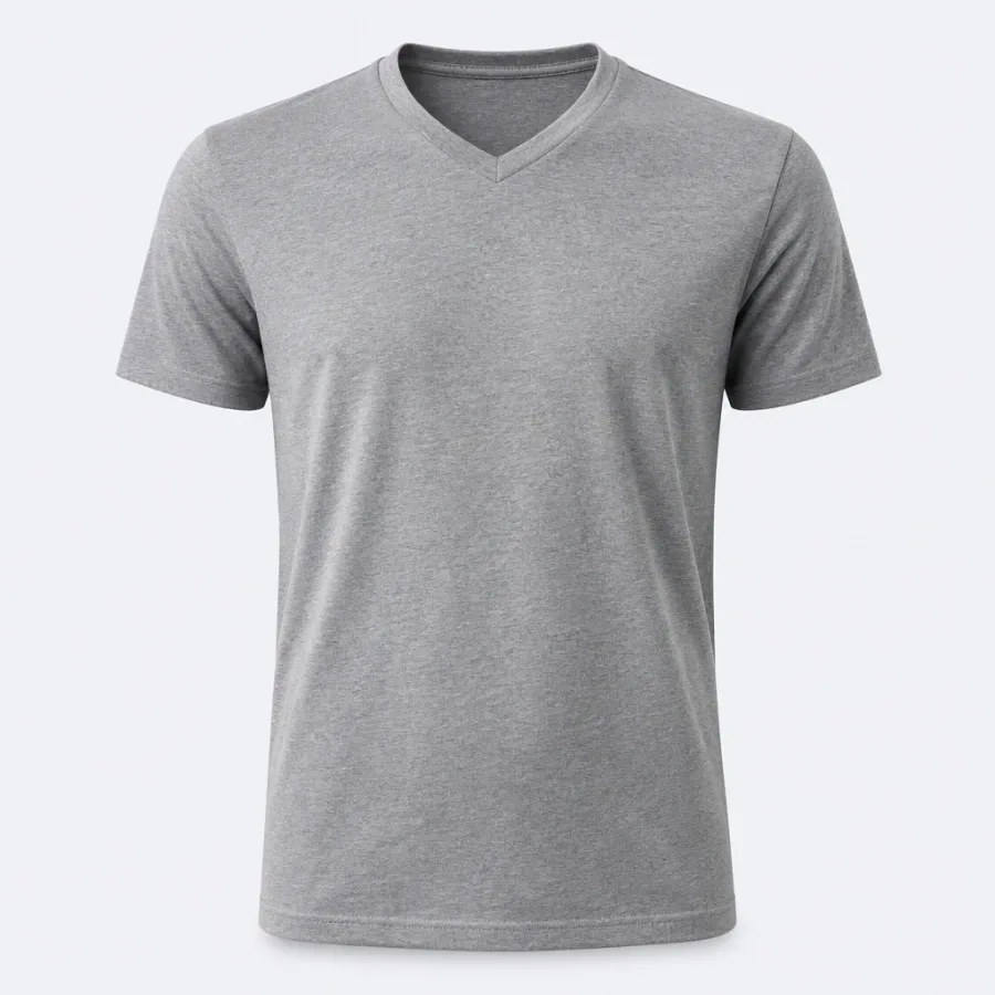 Camiseta Pima Gola V Cinza mescla