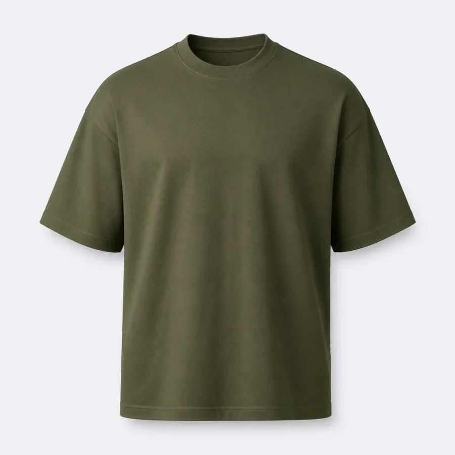 Camiseta Oversized Algodão Orgânico Verde-militar