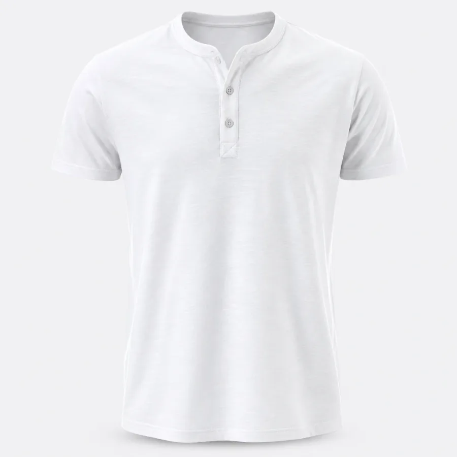 Camiseta Henley Manga Curta Branco
