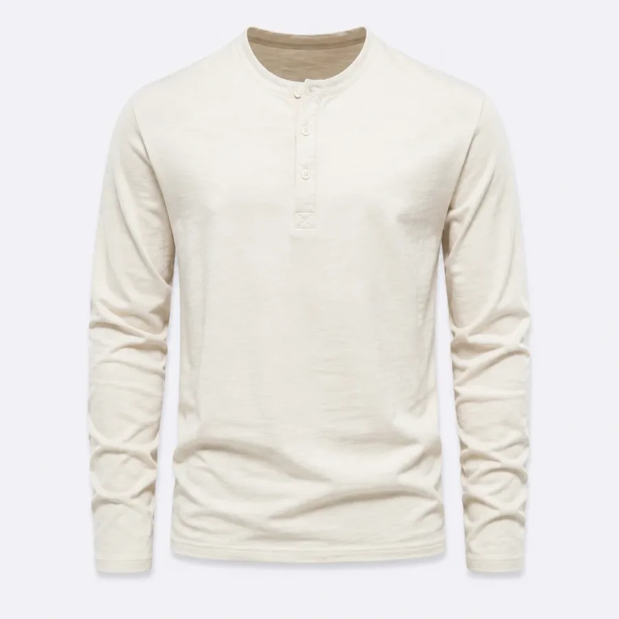 Camiseta Henley Manga Longa Off-white