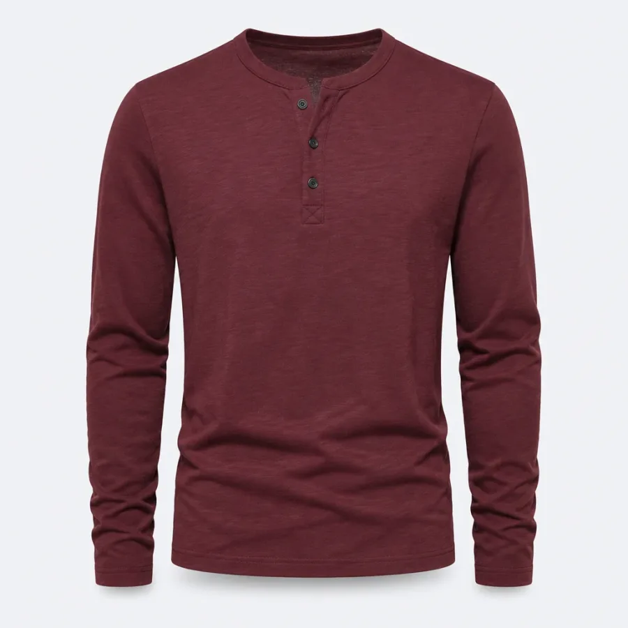 Camiseta Henley Manga Longa Vinho