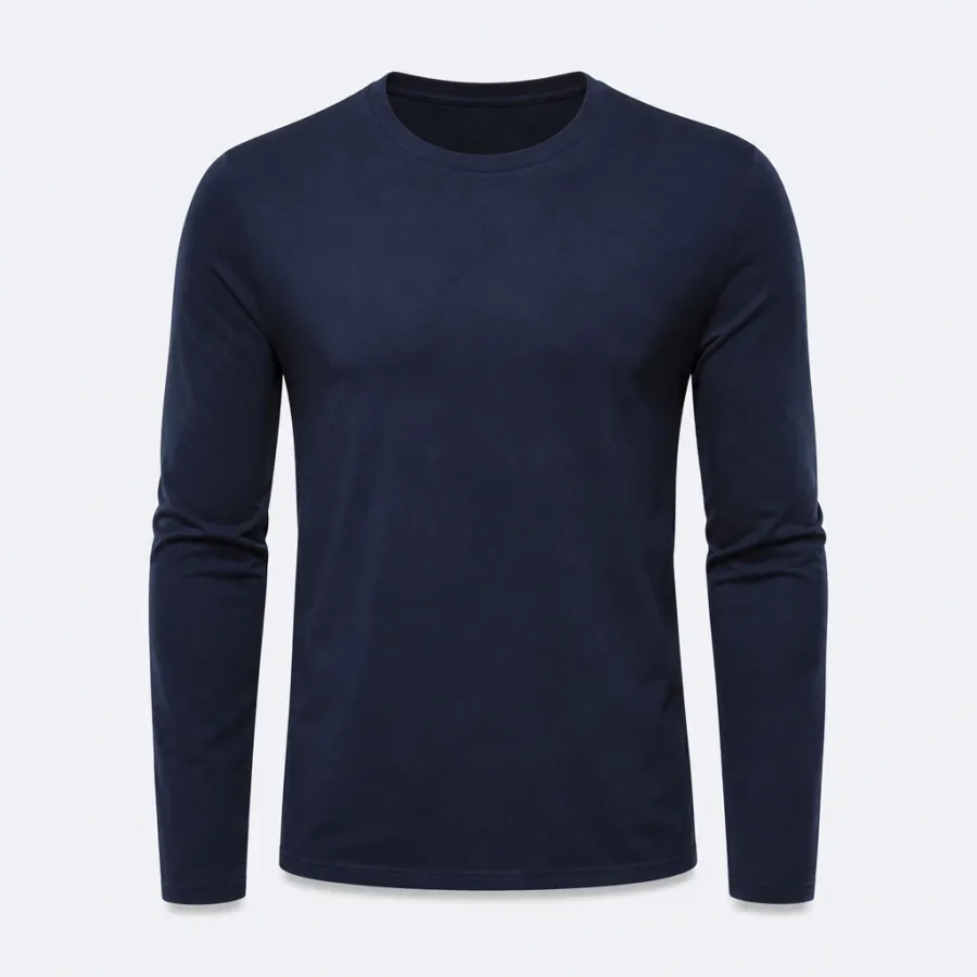 Camiseta Manga Longa Básica Azul-marinho