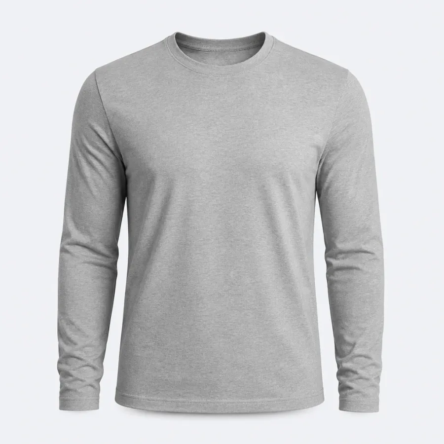 Camiseta Manga Longa Básica Cinza mescla