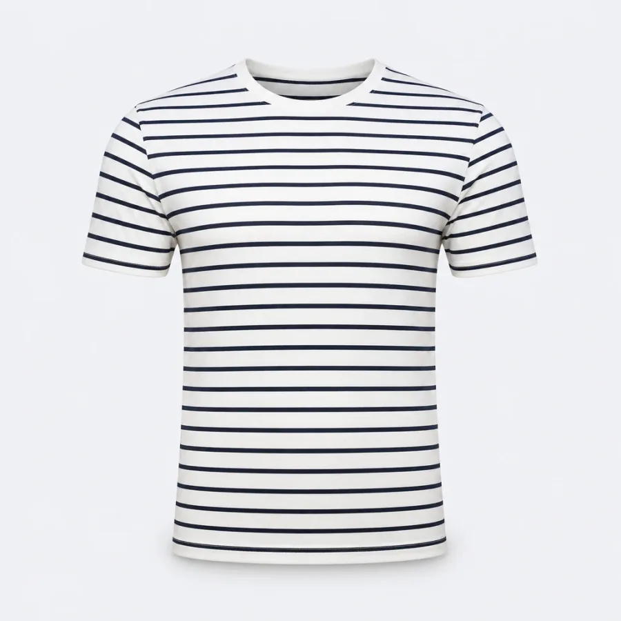 Camiseta Listrada Náutica Azul-marinho