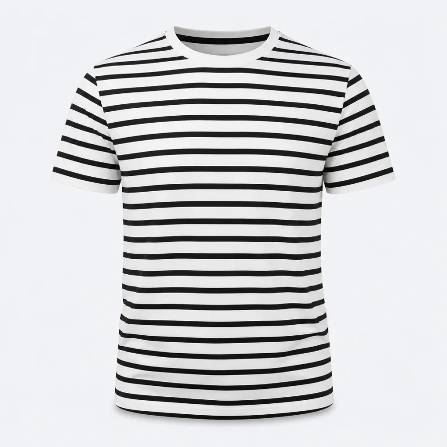 Camiseta Listrada Náutica Preto