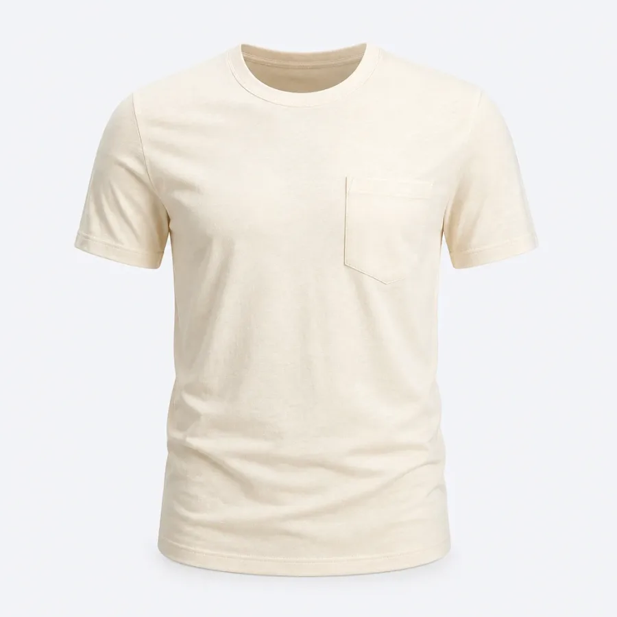 Camiseta Bolso Linho e Algodão Off-white