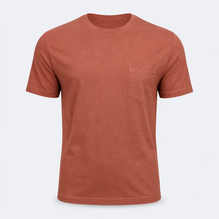 Camiseta Bolso Linho e Algodão Terracota