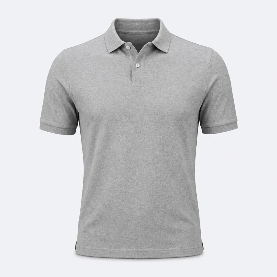Polo Piquet Clássica Cinza mescla