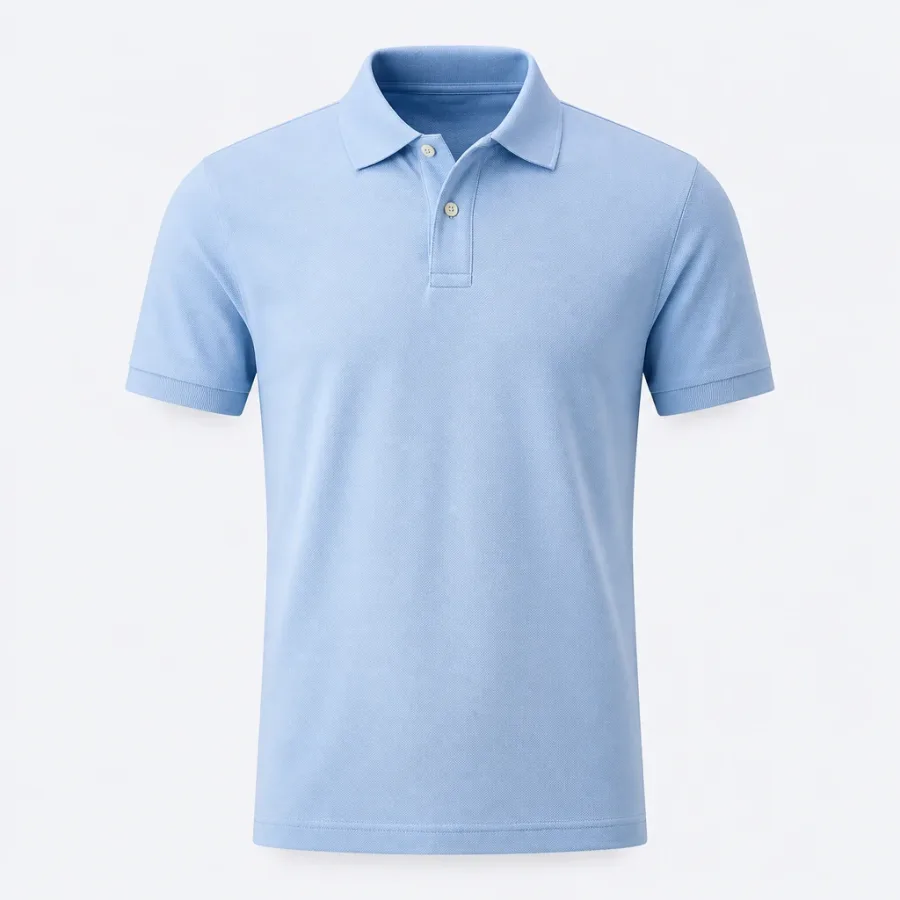 Polo Piquet Clássica Azul-claro