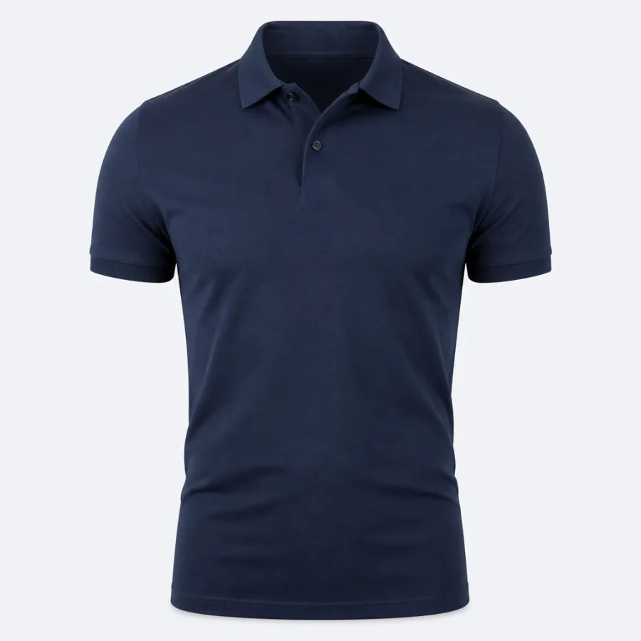 Polo Piquet Slim Azul-marinho