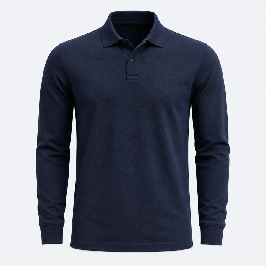 Polo Manga Longa Azul-marinho