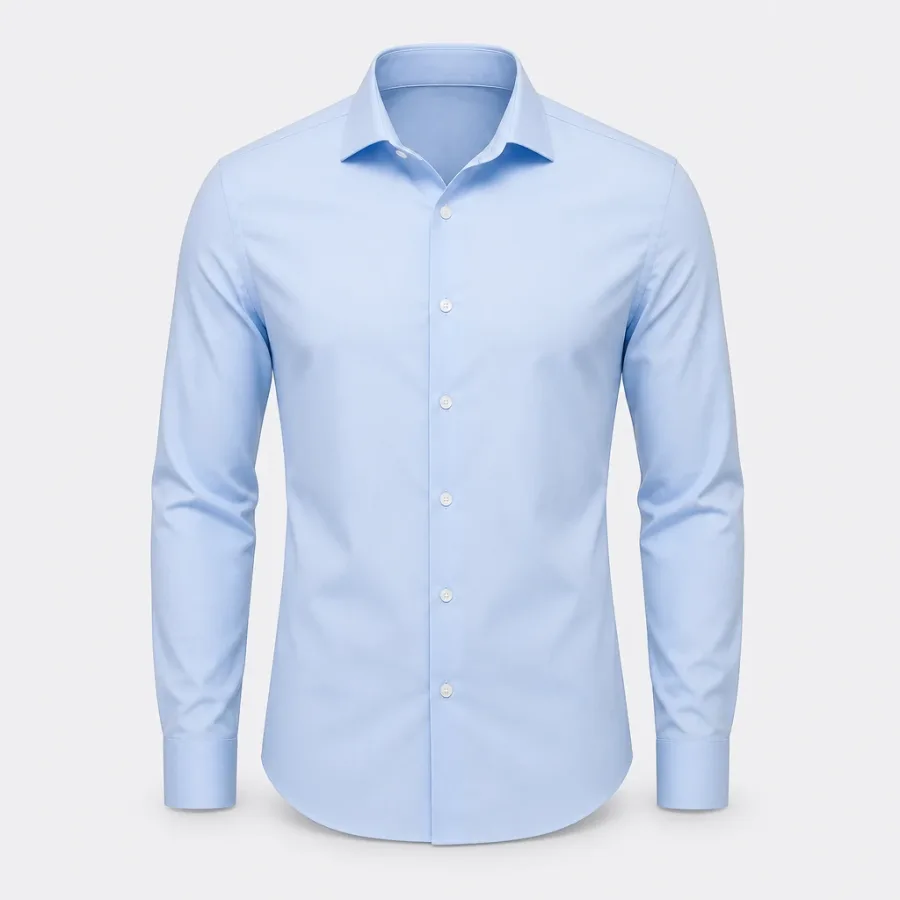 Camisa Social Tricoline Slim Azul-claro