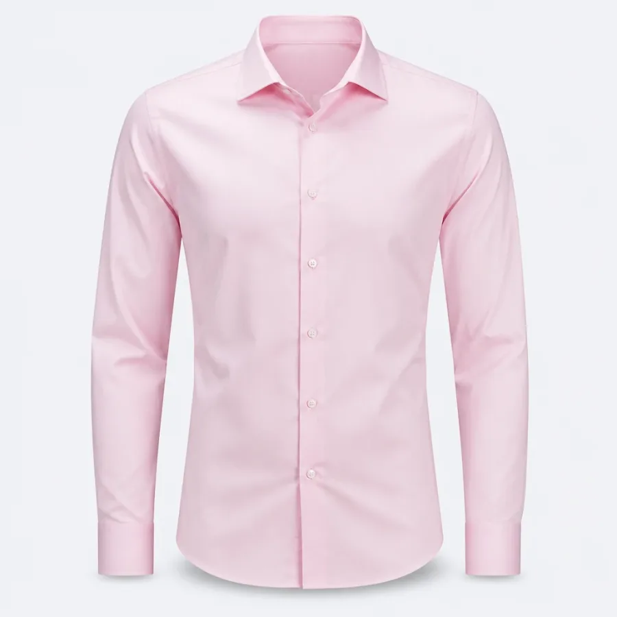 Camisa Social Tricoline Slim Rosa-claro