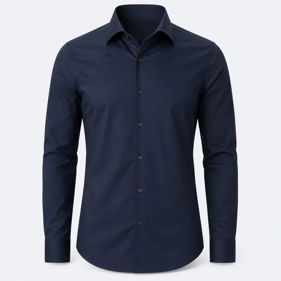 Camisa Social Tricoline Slim Azul-marinho