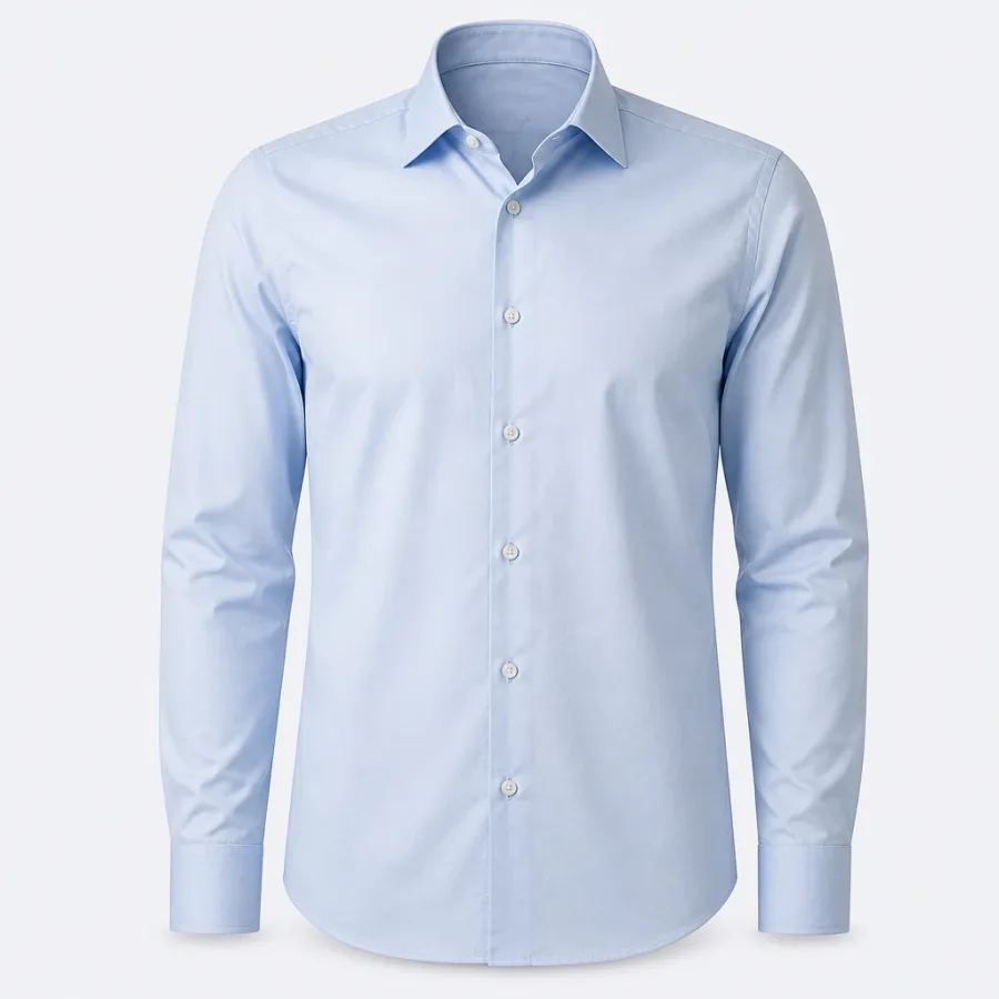 Camisa Social Tricoline Regular Azul-claro