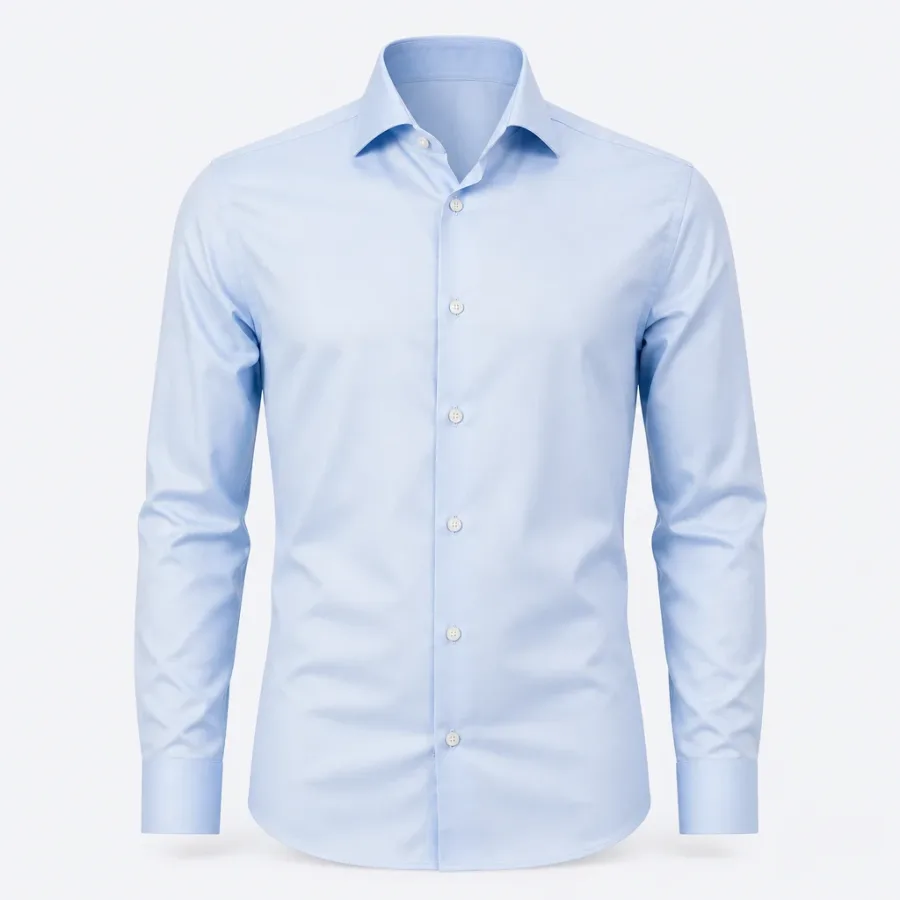 Camisa Social Fio 80 Egípcio Azul-claro