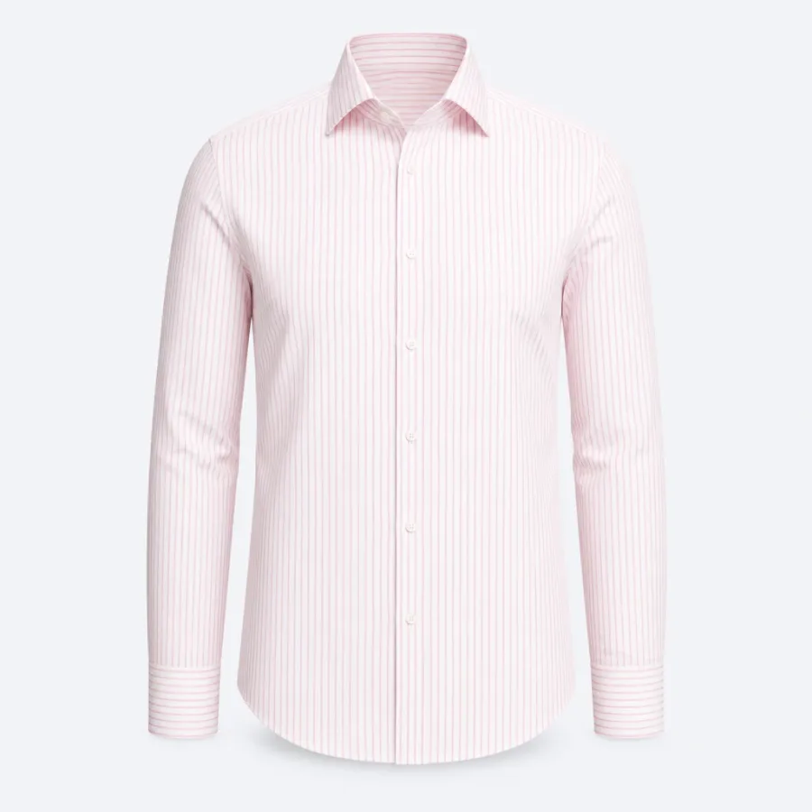 Camisa Social Listrada Fina Rosa