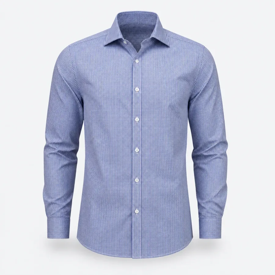 Camisa Social Xadrez Micro Azul