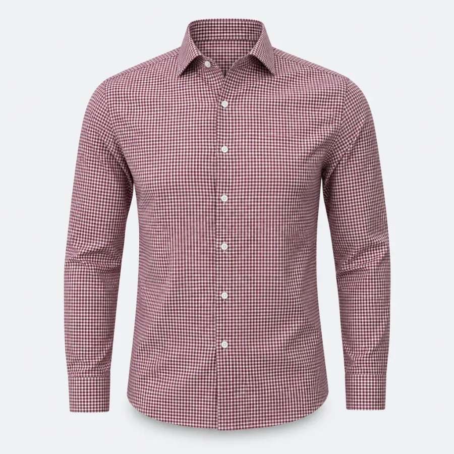 Camisa Social Xadrez Micro Vinho