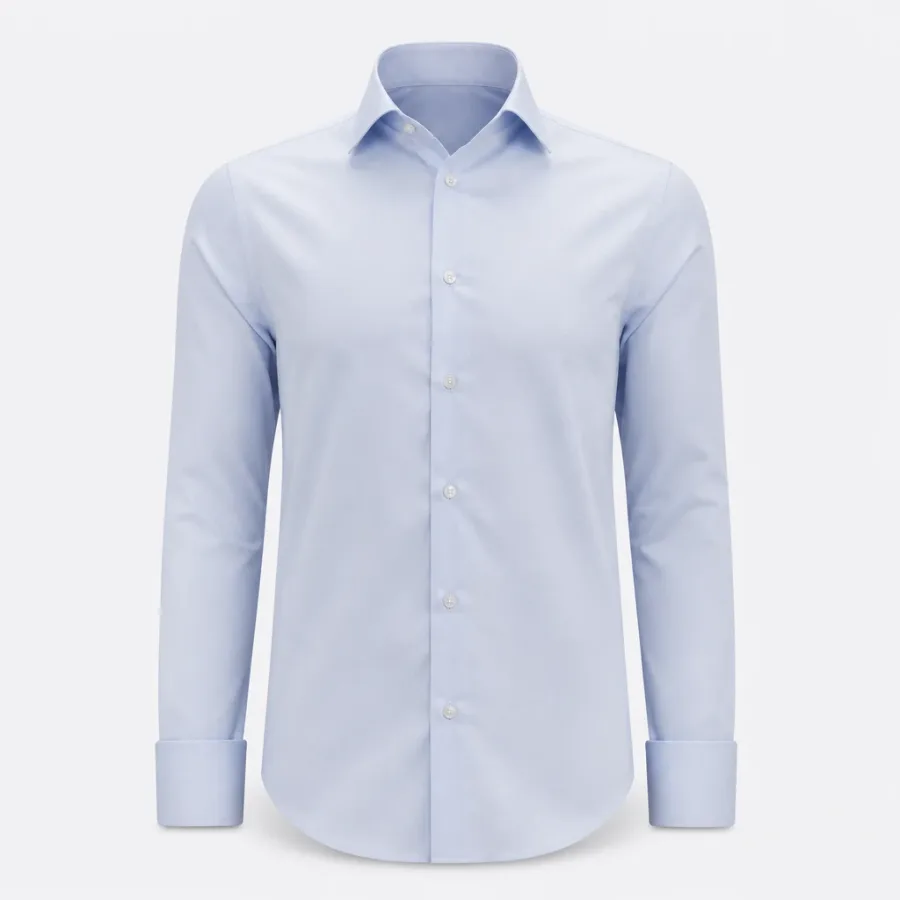 Camisa Social Punho Duplo Azul-claro