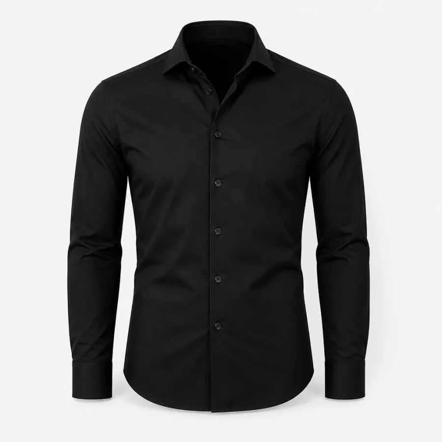Camisa Social Colarinho Italiano Preto