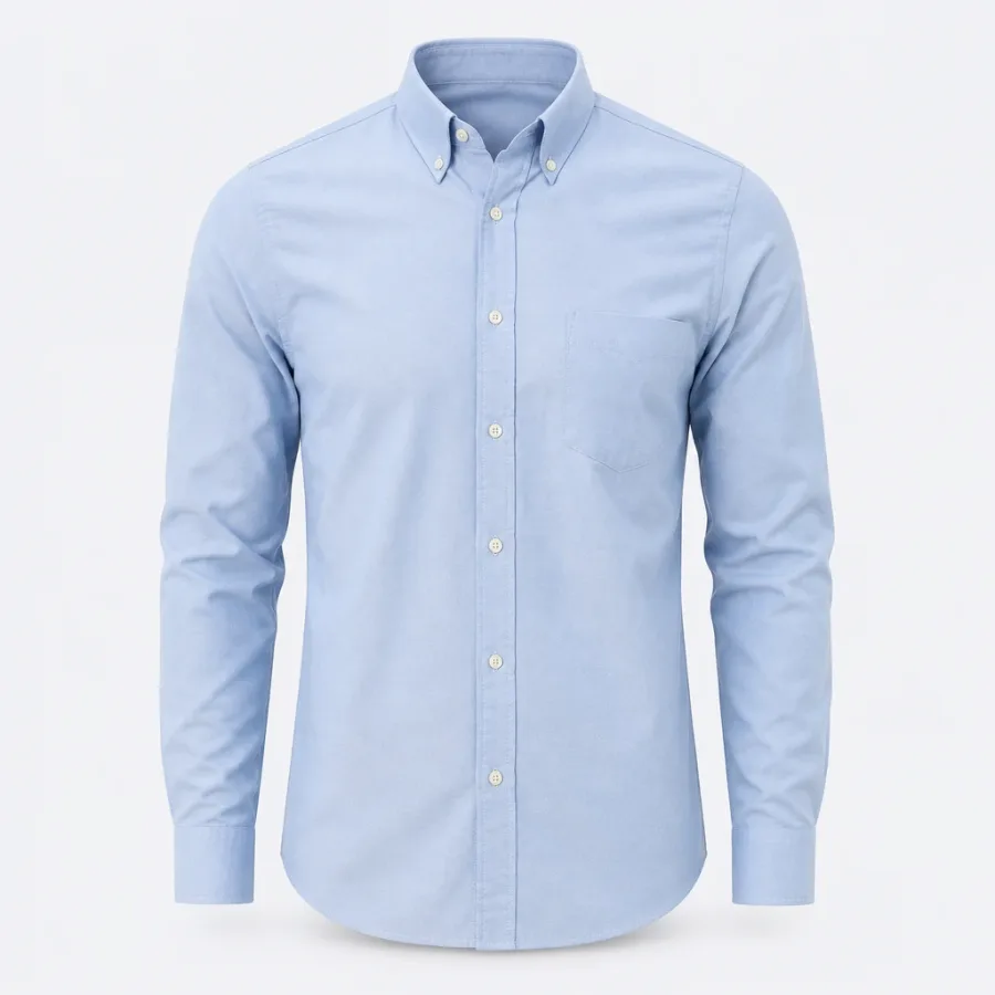 Camisa Oxford Manga Longa Azul-claro