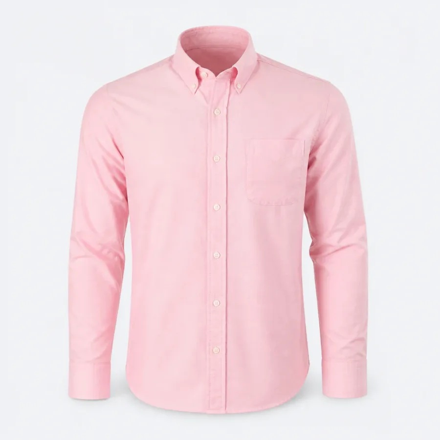 Camisa Oxford Manga Longa Rosa-claro