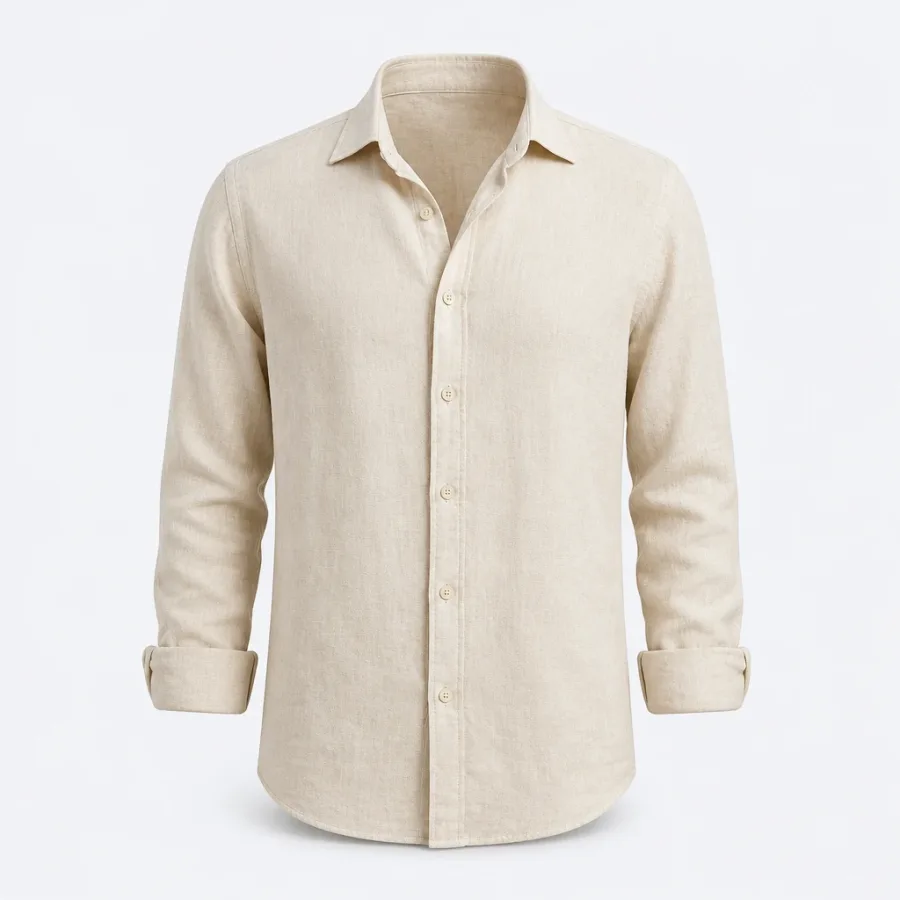 Camisa Linho Manga Longa Areia