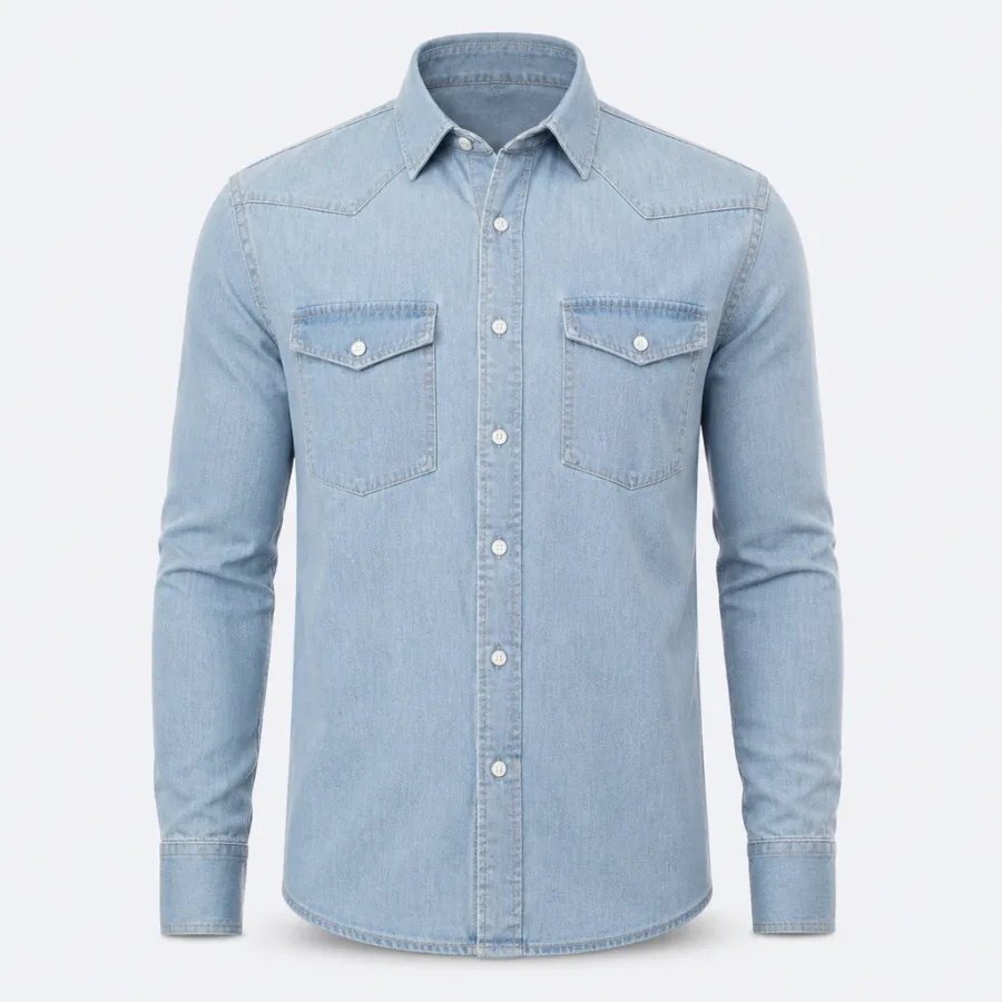Camisa Jeans Lavagem clara