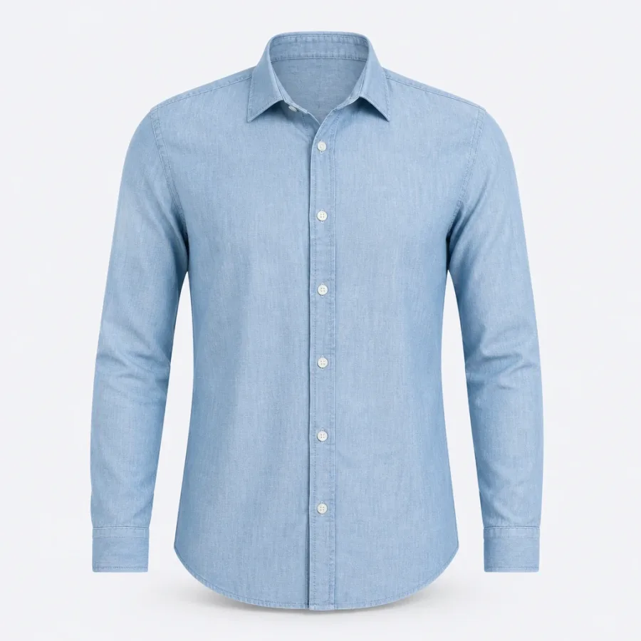 Camisa Chambray Azul-claro
