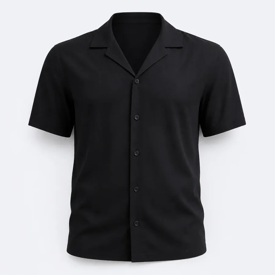 Camisa Viscose Manga Curta Preto