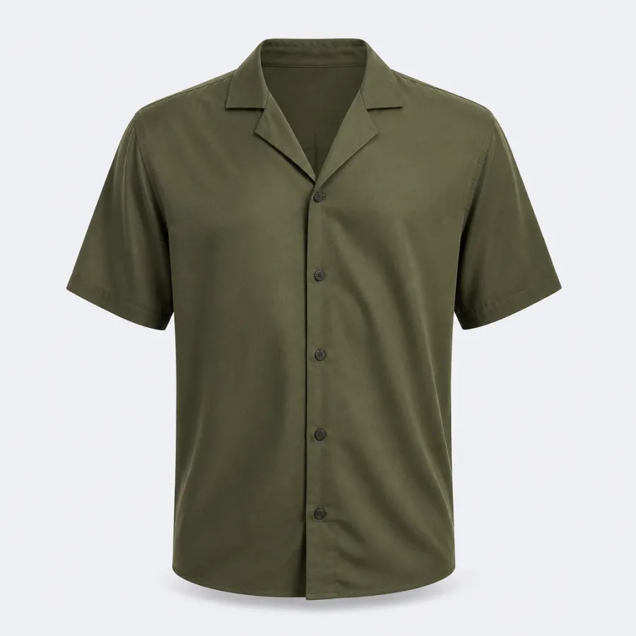 Camisa Viscose Manga Curta Verde-militar