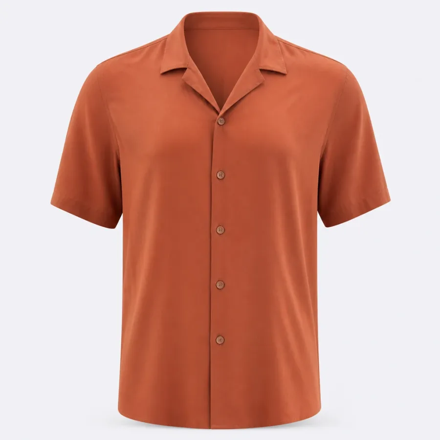 Camisa Viscose Manga Curta Terracota