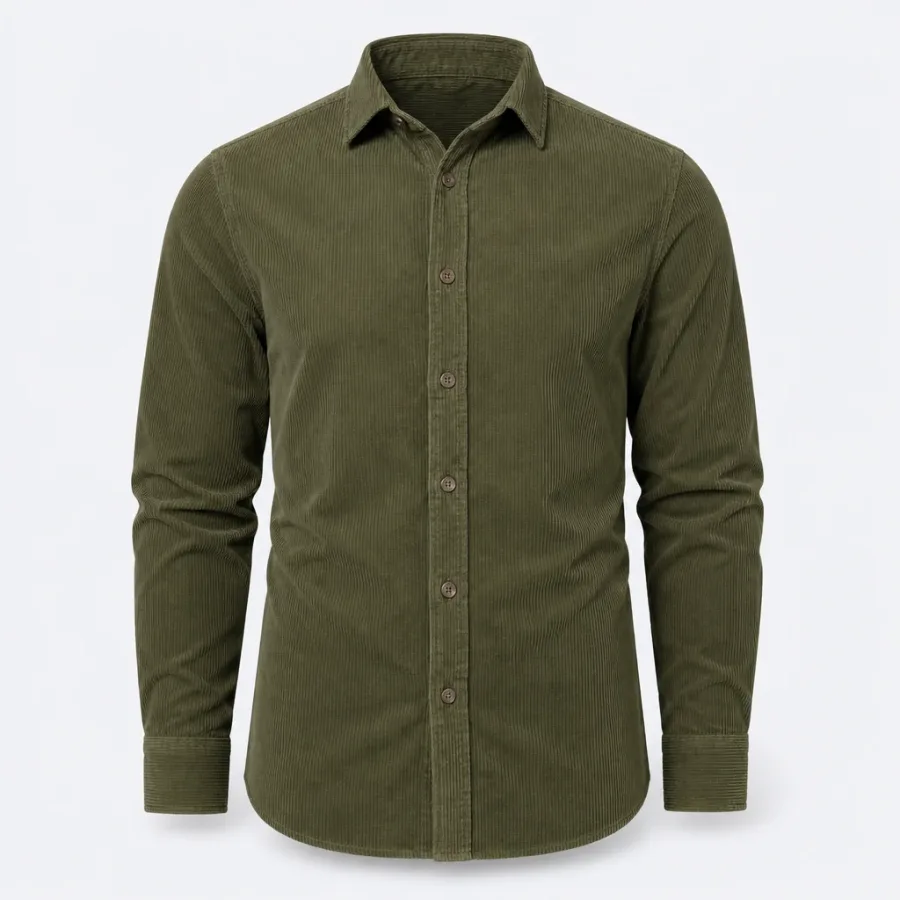 Camisa Veludo Cotelê Verde-oliva