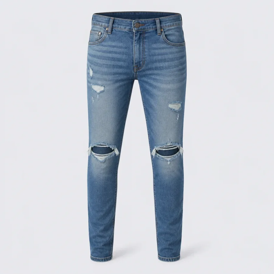 Calça Jeans Destroyed Lavagem média