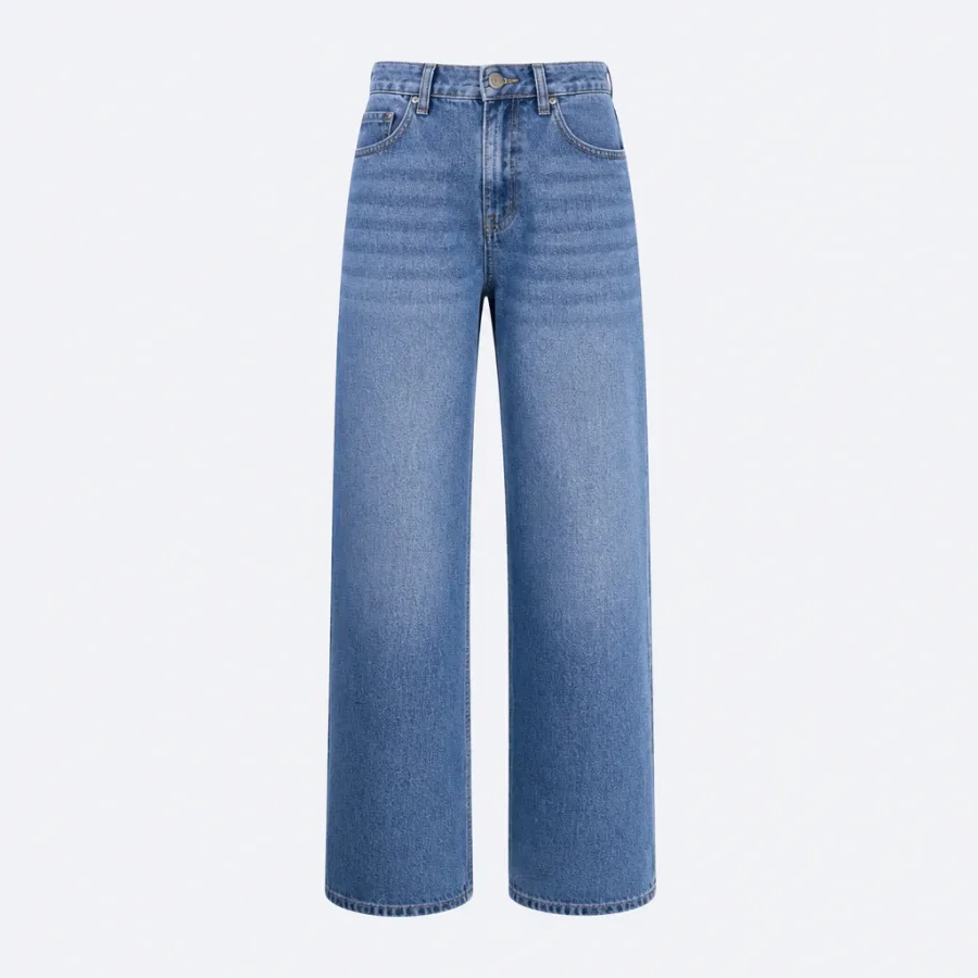 Calça Jeans Wide Leg Lavagem média