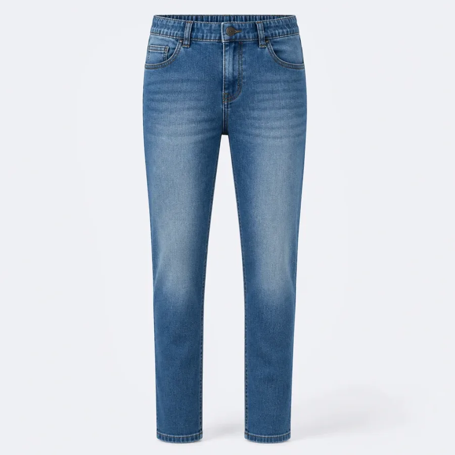 Calça Jeans Cintura Elástica Lavagem média