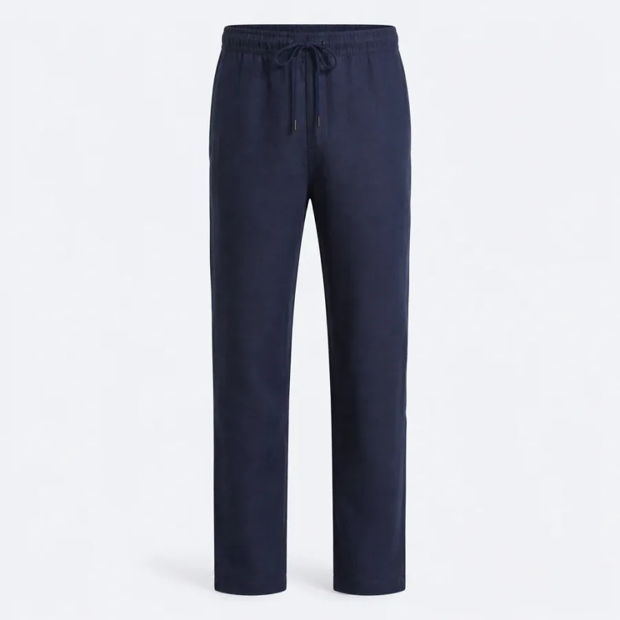 Calça Linho Cordão Azul-marinho