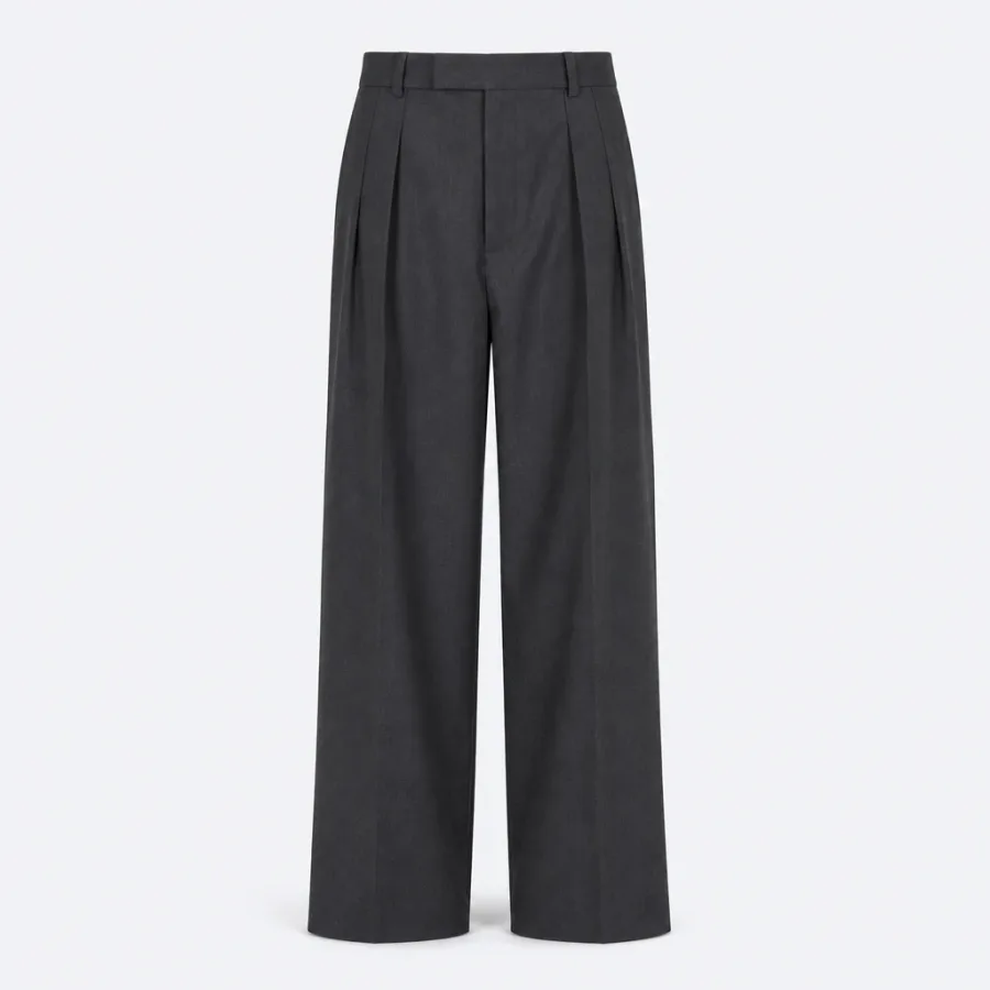 Calça Pantalona Pregas Grafite