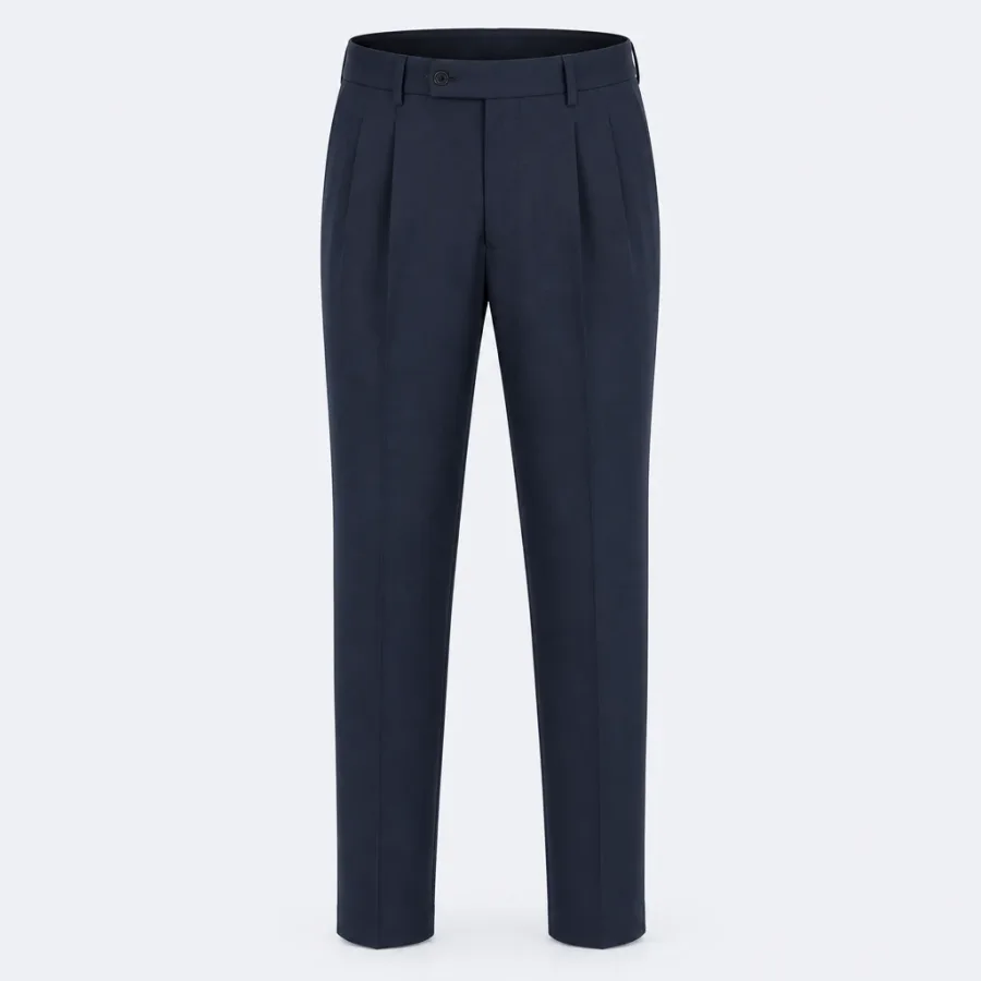 Calça Social Pregas Italiana Azul-marinho