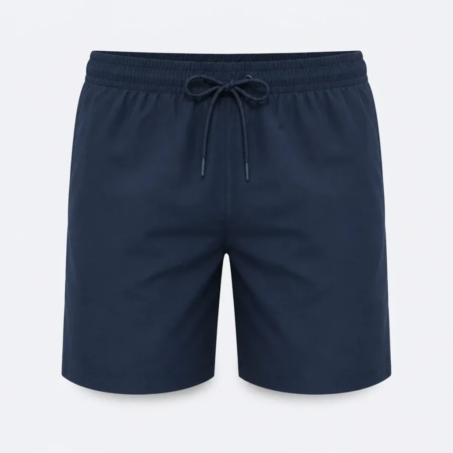 Short de Banho Liso Azul-marinho