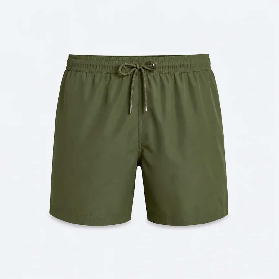 Short de Banho Liso Verde-oliva