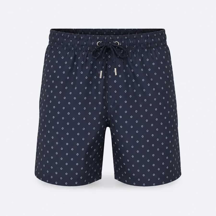 Short de Banho Estampado Azul-marinho