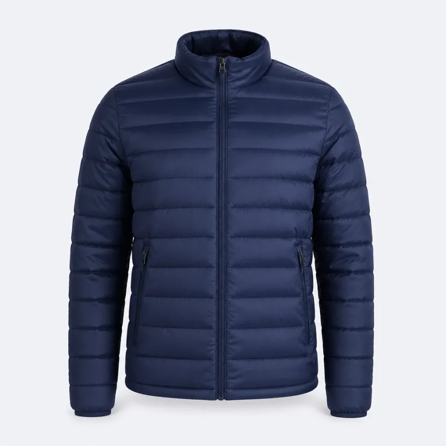 Jaqueta Puffer Matelassê Azul-marinho