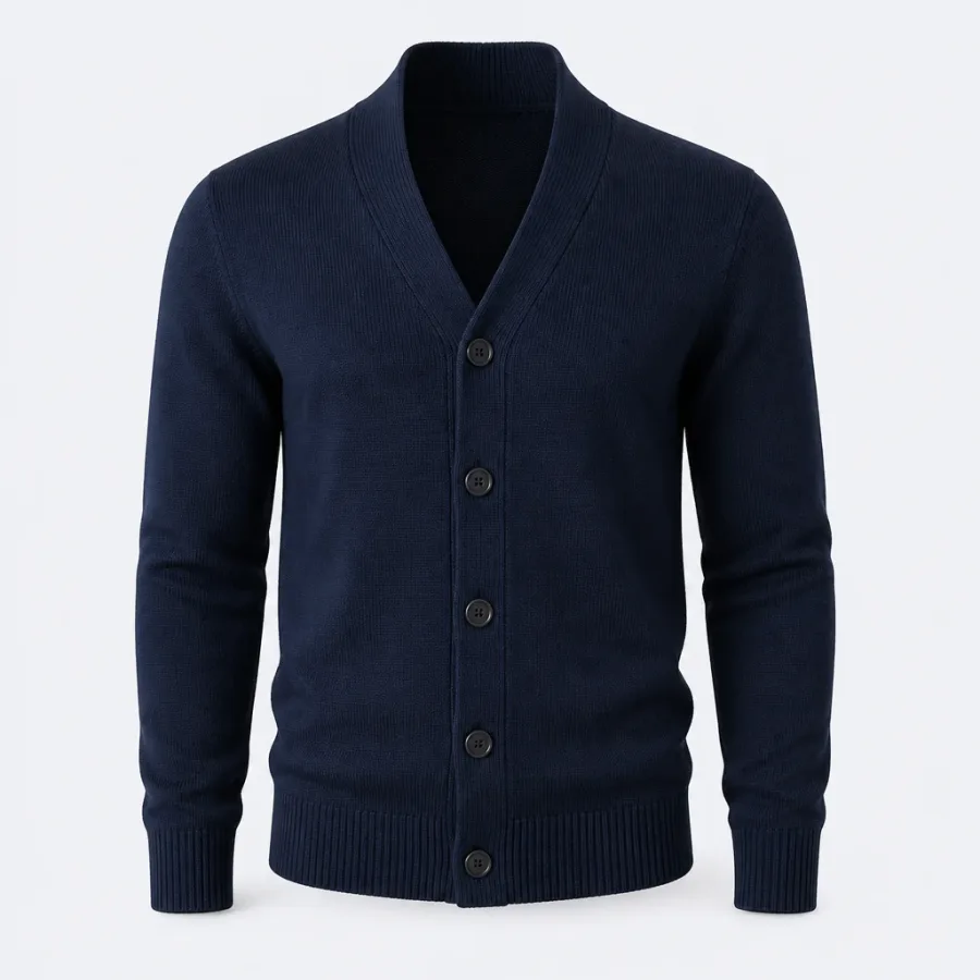 Cardigan Tricô Azul-marinho