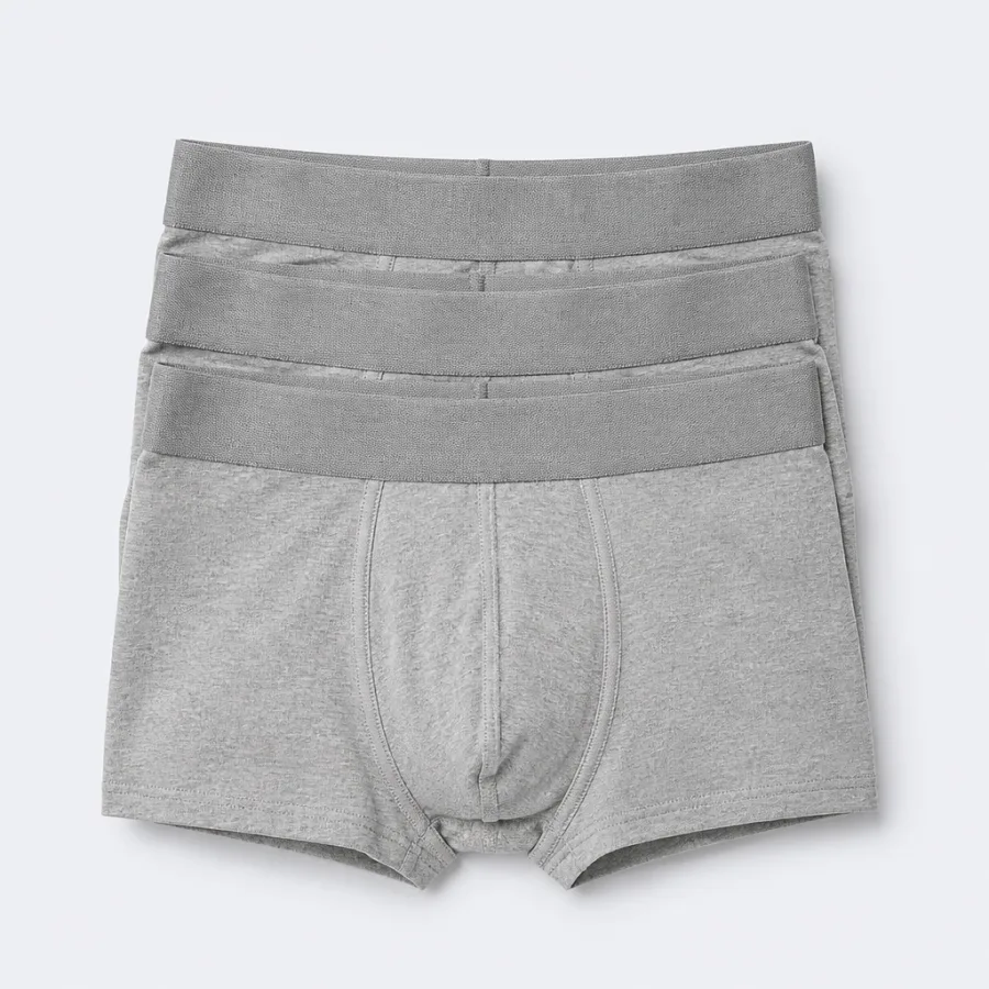Kit 3 Cuecas Boxer Algodão Cinza mescla